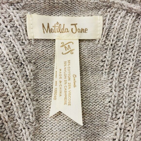 MATILDA JANE M Lets Get Away Crochet Cashmere Blend Open Cardigan Beige Boho - Picture 10 of 16